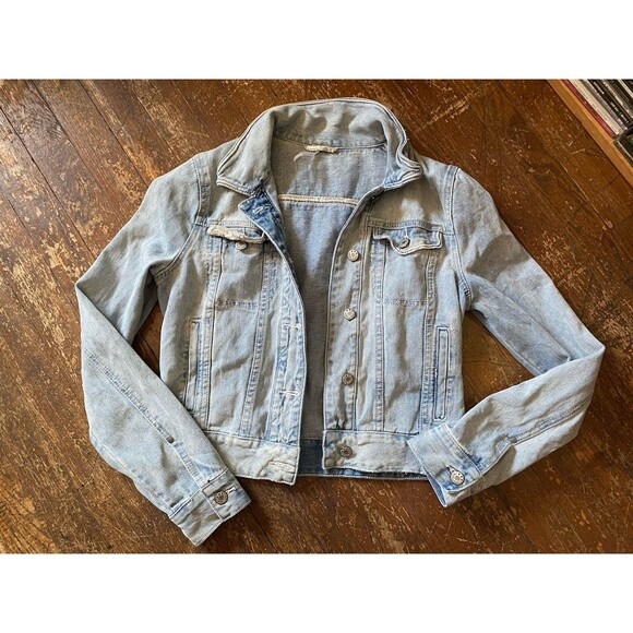 FREE PEOPLE MOVEMENT Womens XS Lite Blue Denim Button-Up Jean Jacket 100% Cotton - Picture 1 of 9